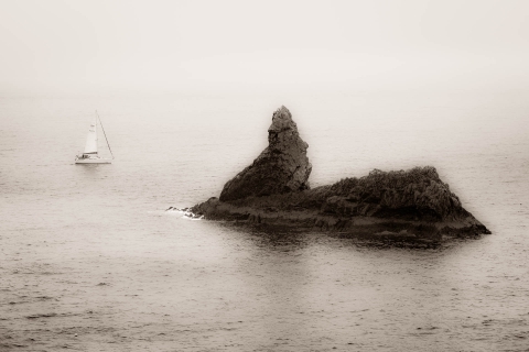 Seawitch passing Church Rock | Broad Haven South